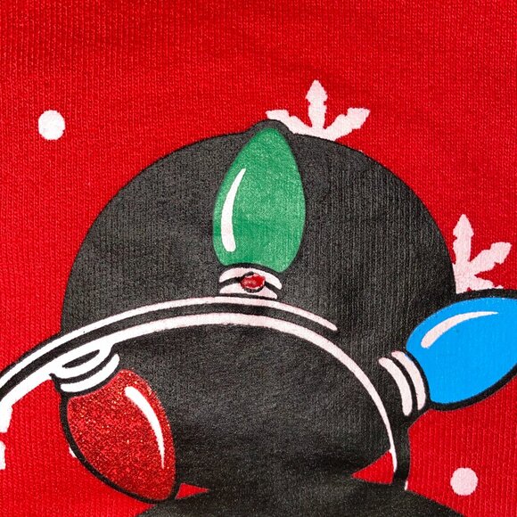 Disney Mickey Mouse Christmas Xmas Lights Pullover Crewneck Sweater Red Large - Picture 5 of 15
